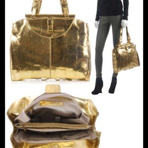 Dianne Von Furstenberg gold metallic Foldover tote